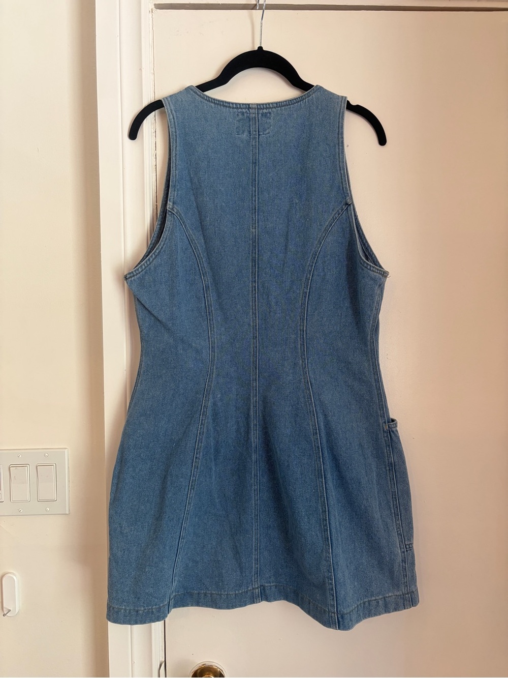 Vintage Front-Zip Denim Mini Dress - Light Blue - Picture 5 of 12